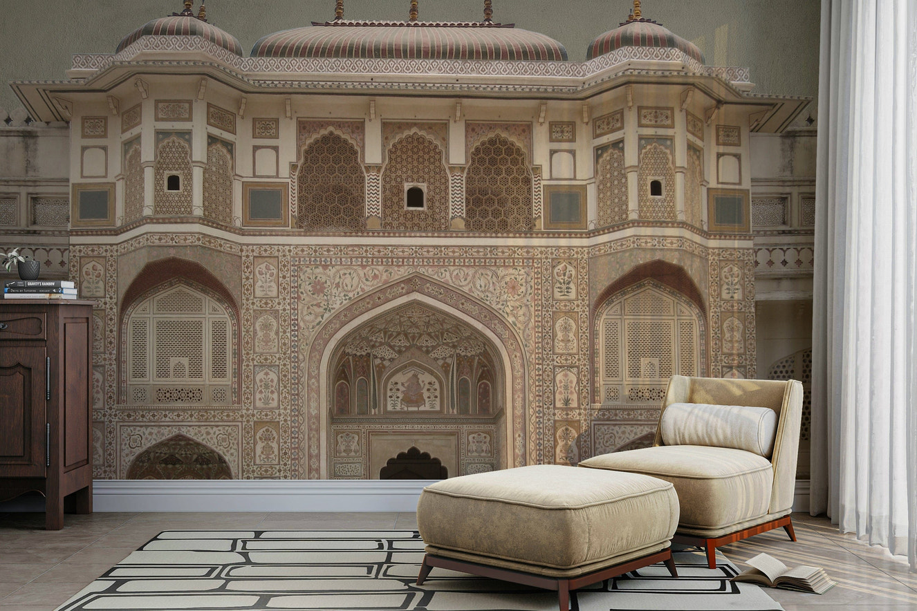 A peaceful wall mural with an elegant, artistic design.

