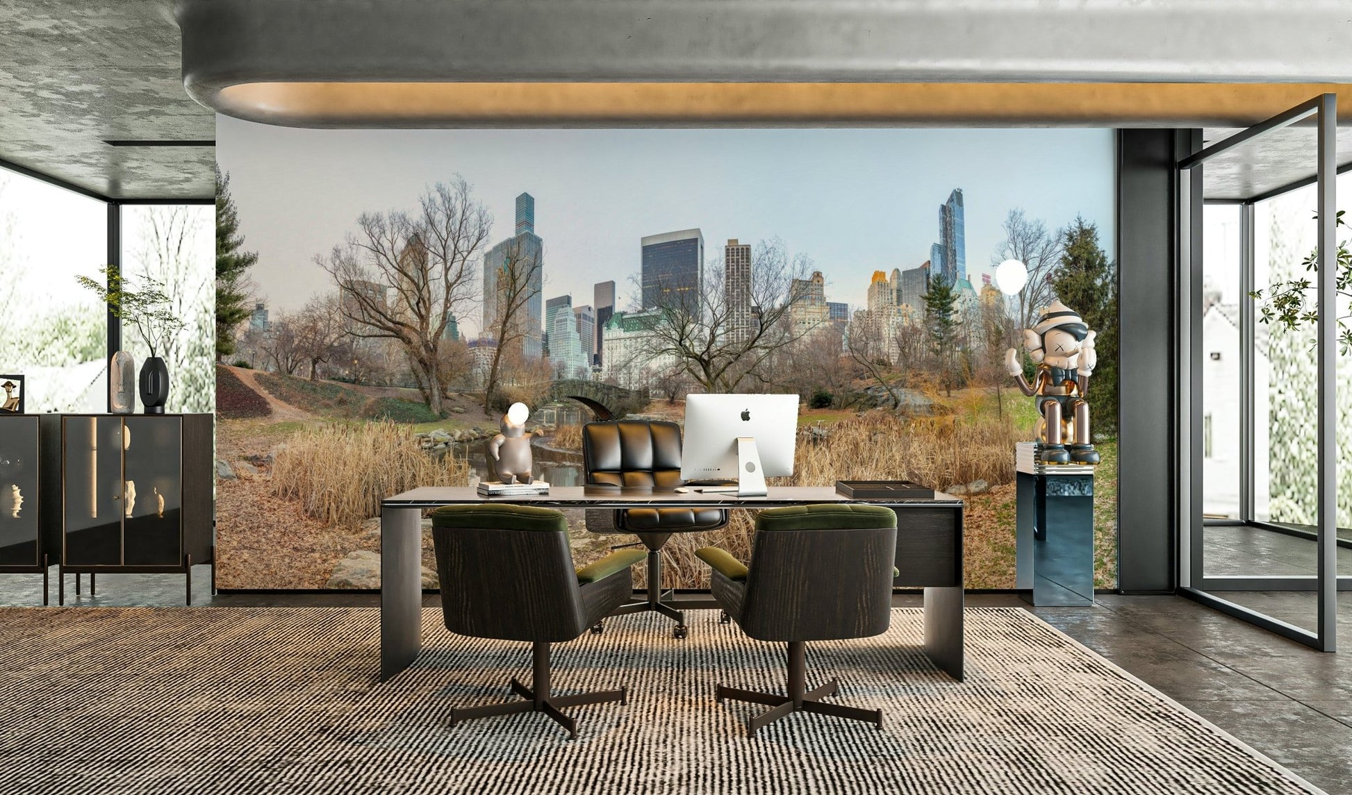 The design has a very polished and peaceful effect on the space.

