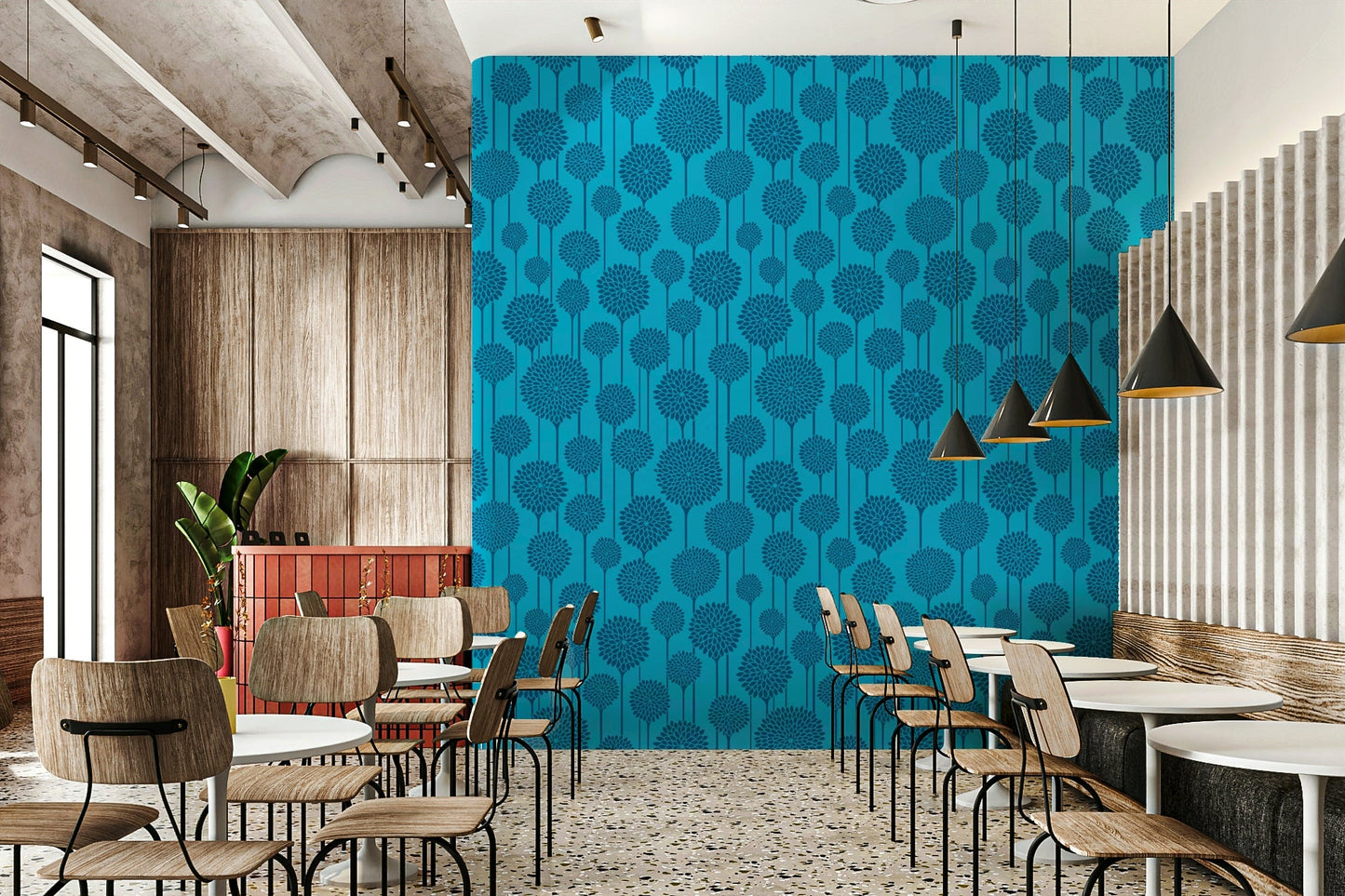 Sophisticated and calming tones on wallpaper.

