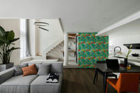 Summer-inspired wallpaper in red, blue, and green

