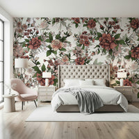 Grungy nature design Garden of flowers and beetles interior décor.