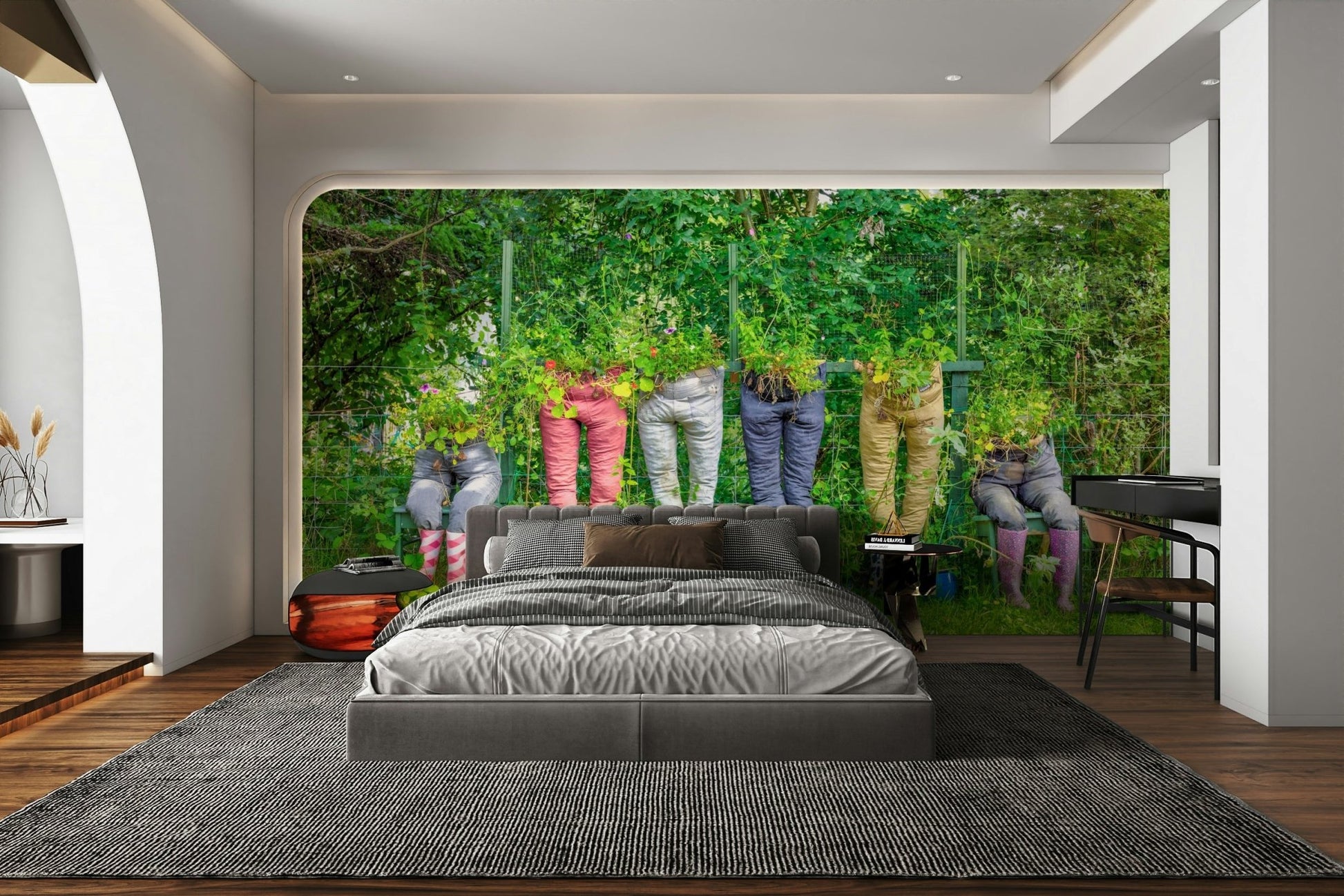 Nature lovers' garden pants mural for earthy style


