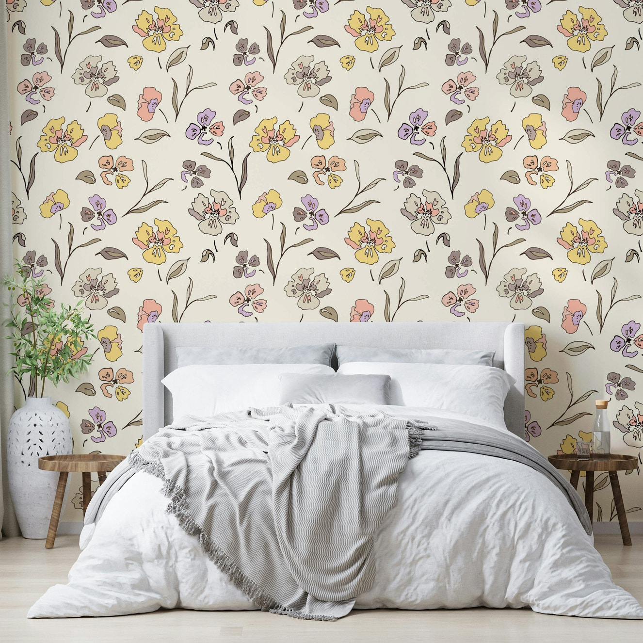Classic garden aesthetic wallpaper for living room.
