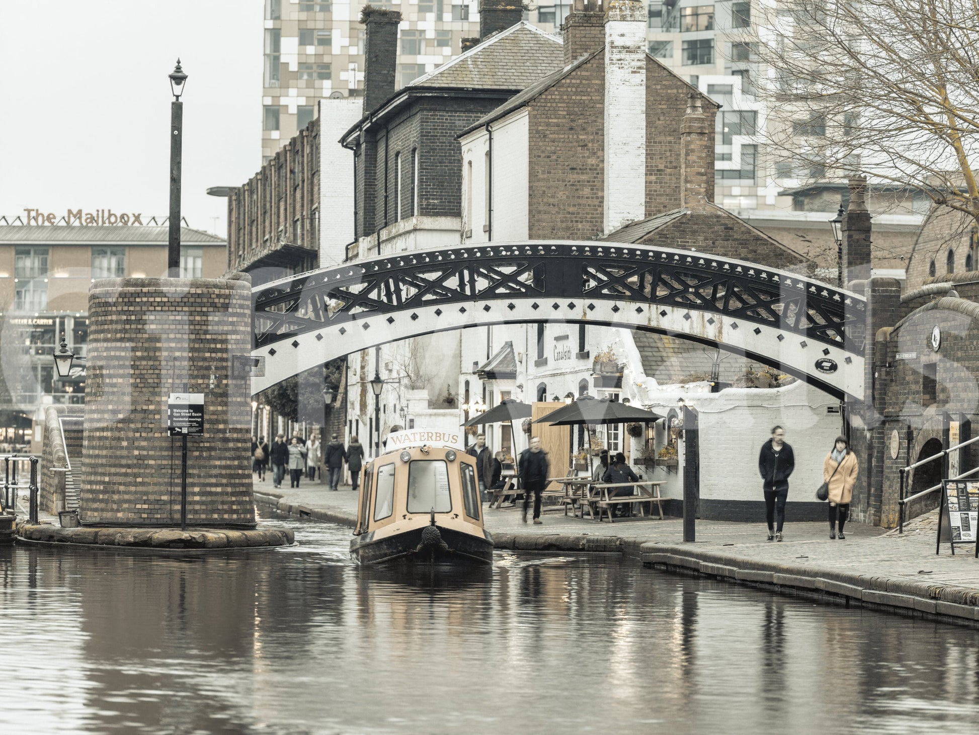 Rustic charm of Gas Street Basin as peel and stick wallpaper.