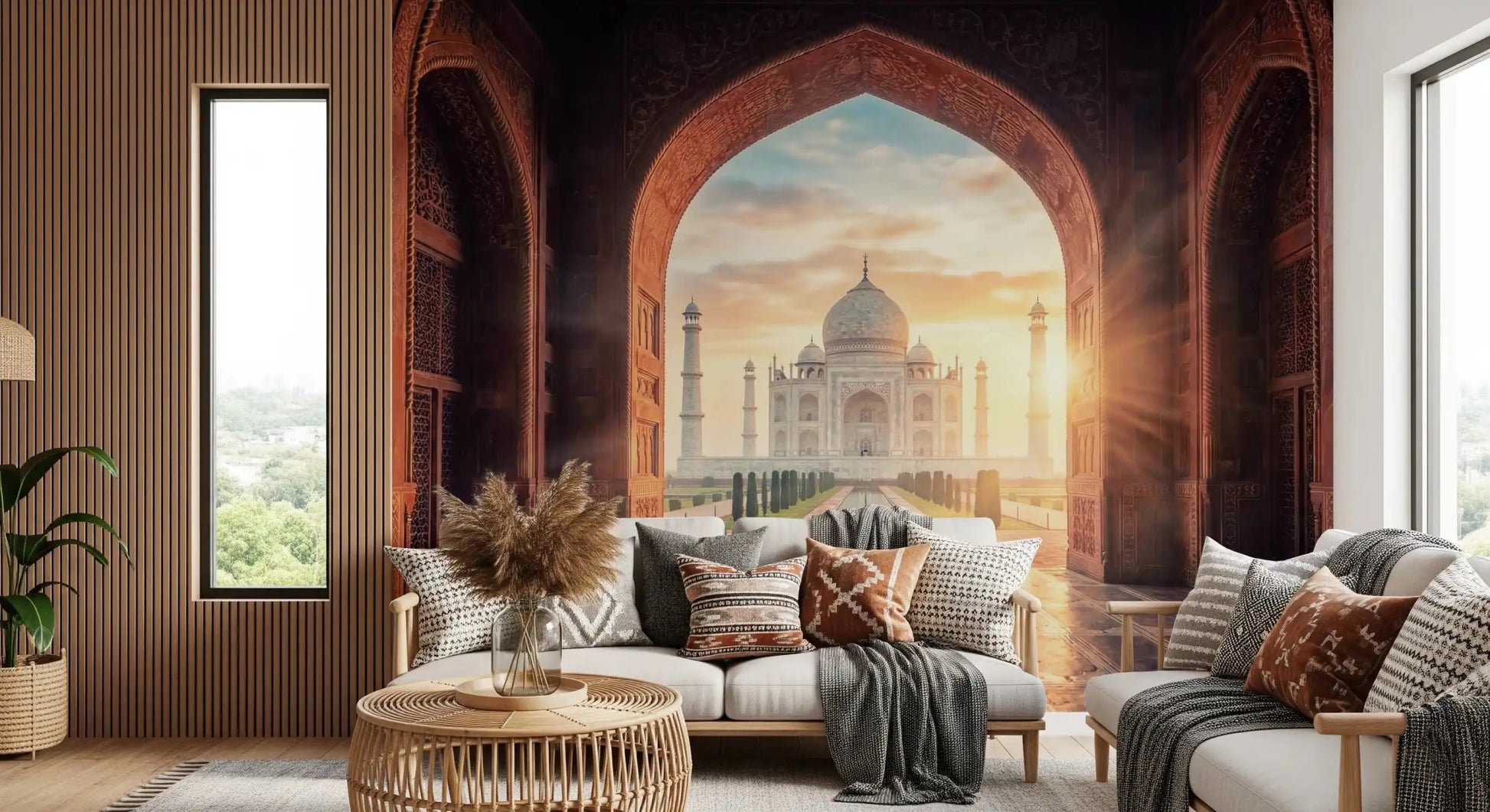 Mughal arch Gateway to Grandeur Taj Mahal sunset wall mural