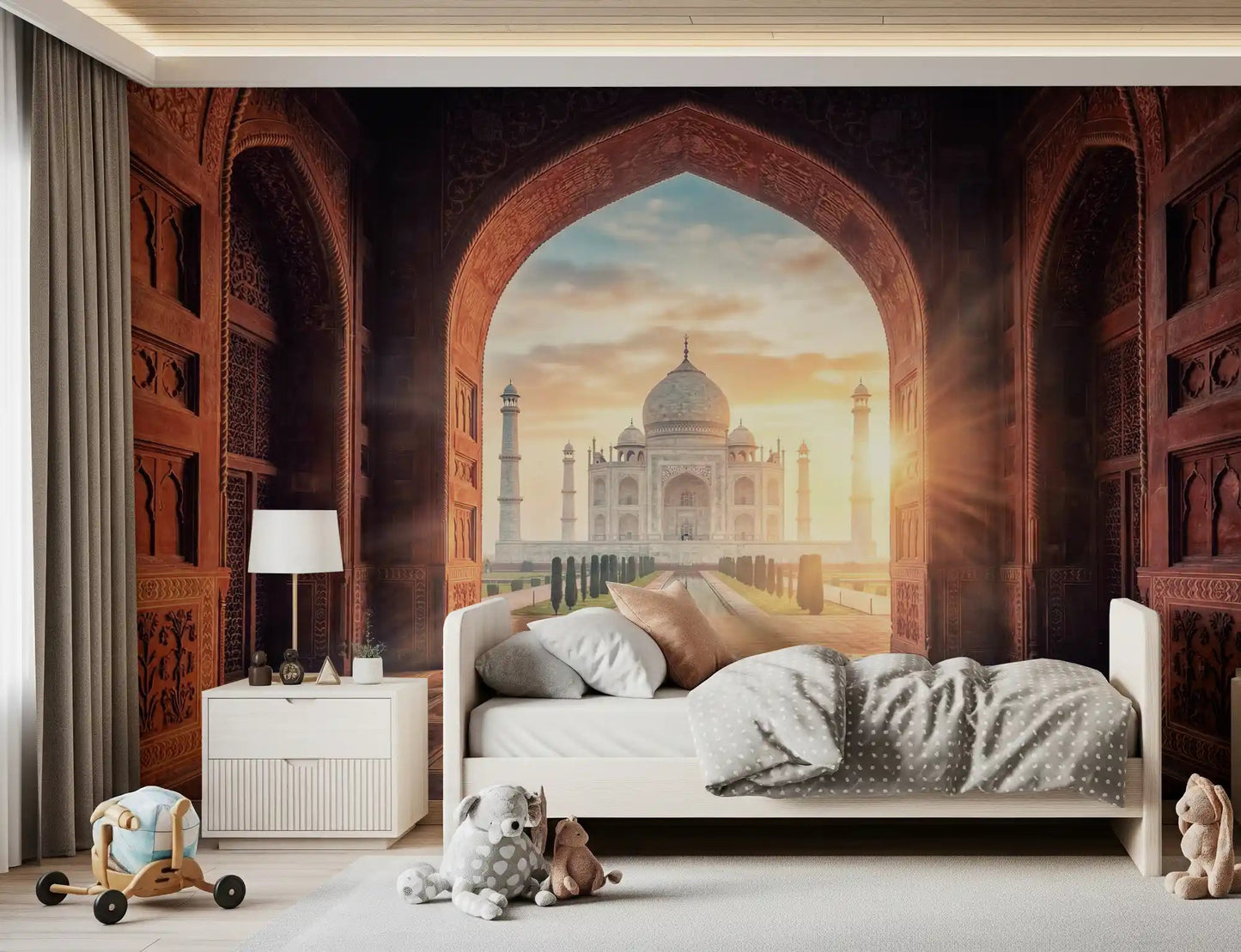 Gateway to Grandeur Taj Mahal sunset Mughal arch wall mural