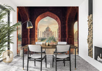 Taj Mahal heritage wall mural with Mughal arch and garden path