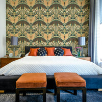 Luxurious wallpaper with Gatsby fan and butterflies

