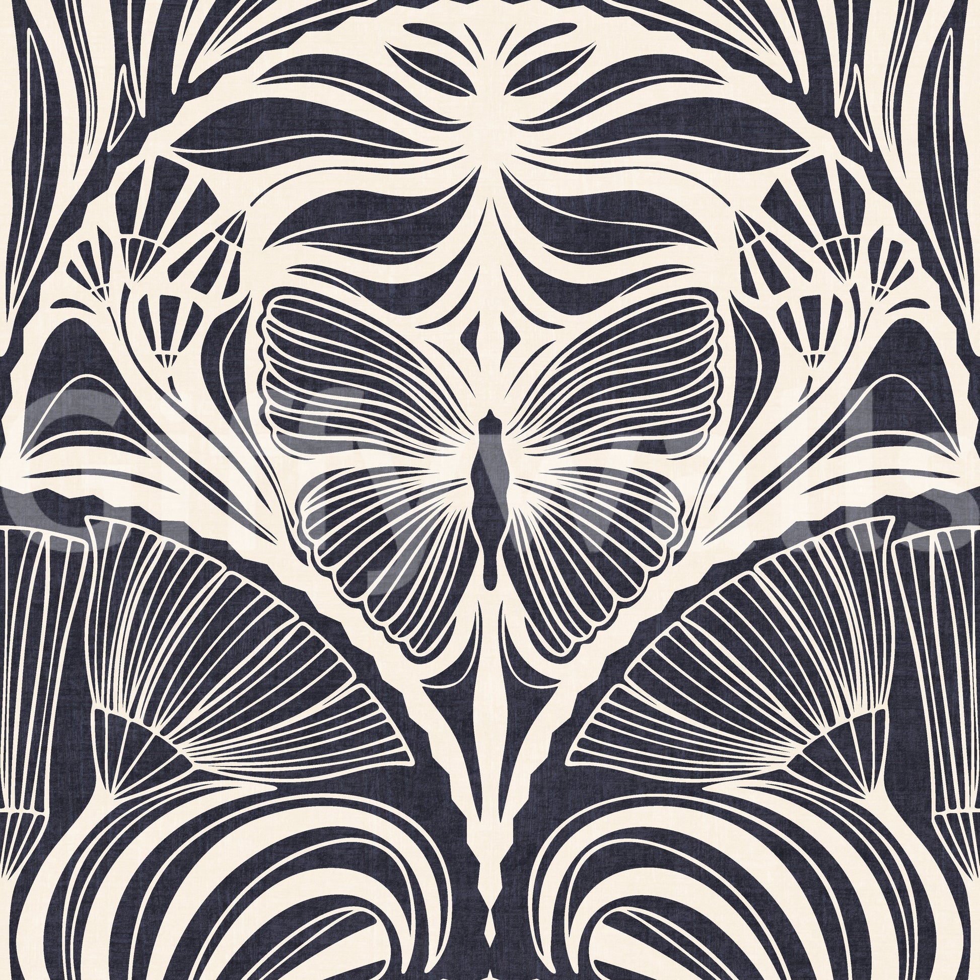 Dark vintage wallpaper with elegant fan detailing

