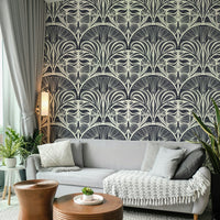 Luxe Deco wallpaper with metallic fan shapes

