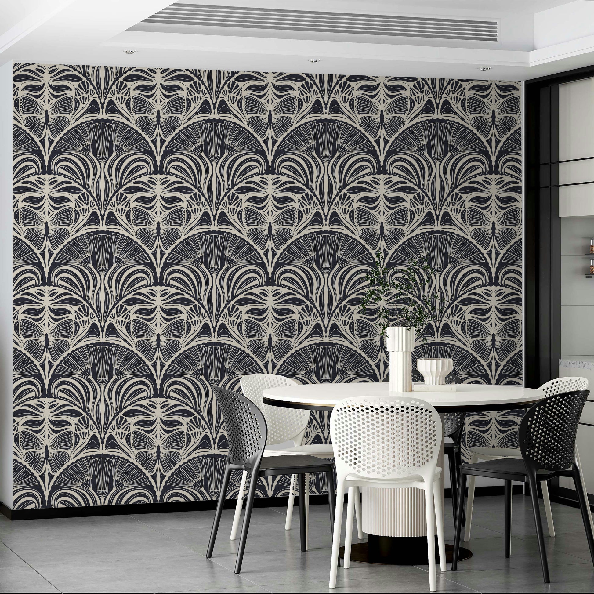 Midnight charcoal wallpaper with Gatsby elegance

