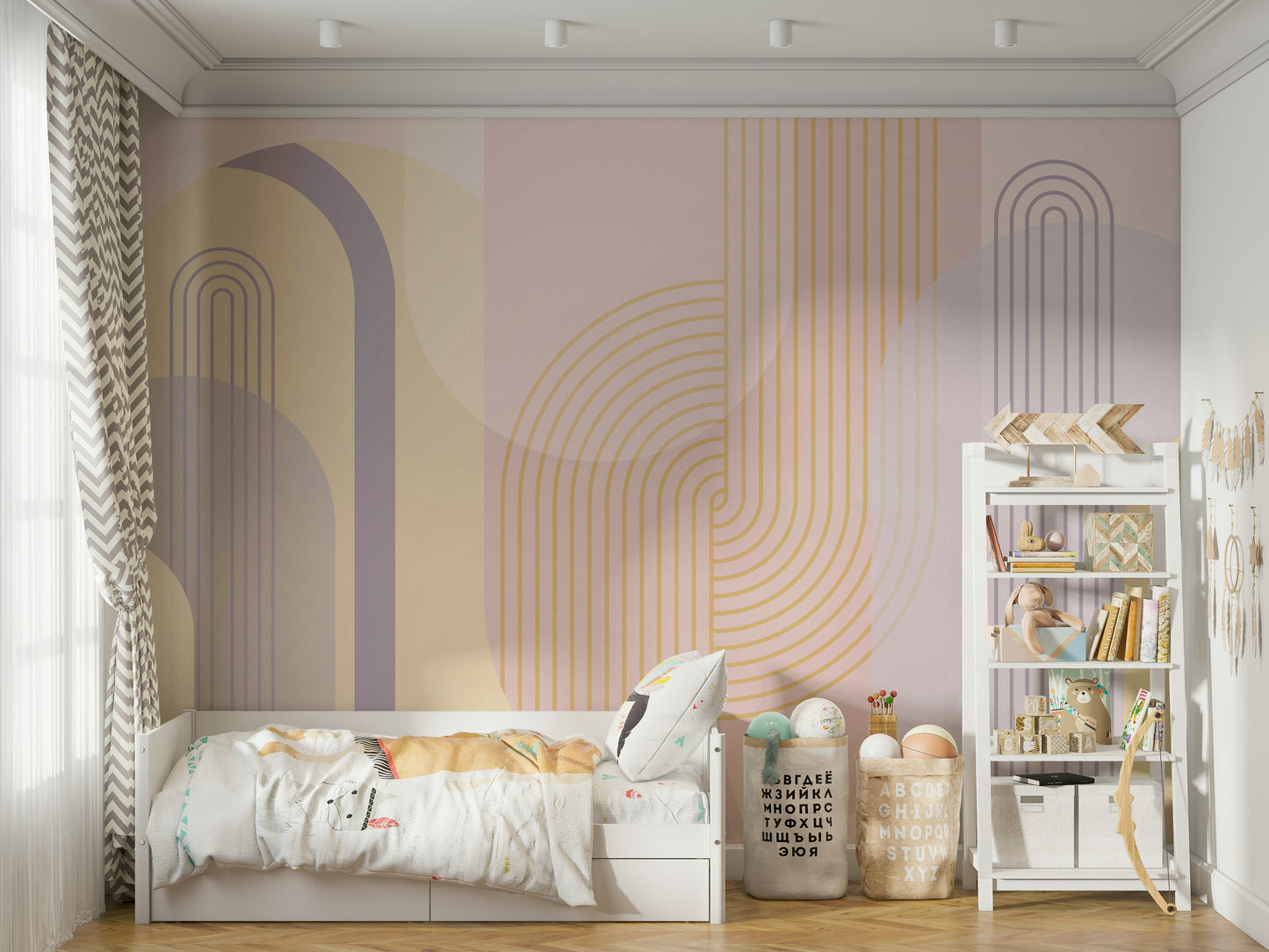 Calm and peaceful arch mural for contemporary interior design.

