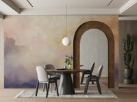 Large scale heaven-inspired mural for a yoga or wellness room.