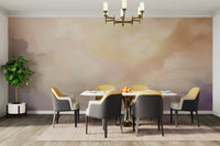 Gentle Aura Skies Wall Mural in a soft pastel modern living room.