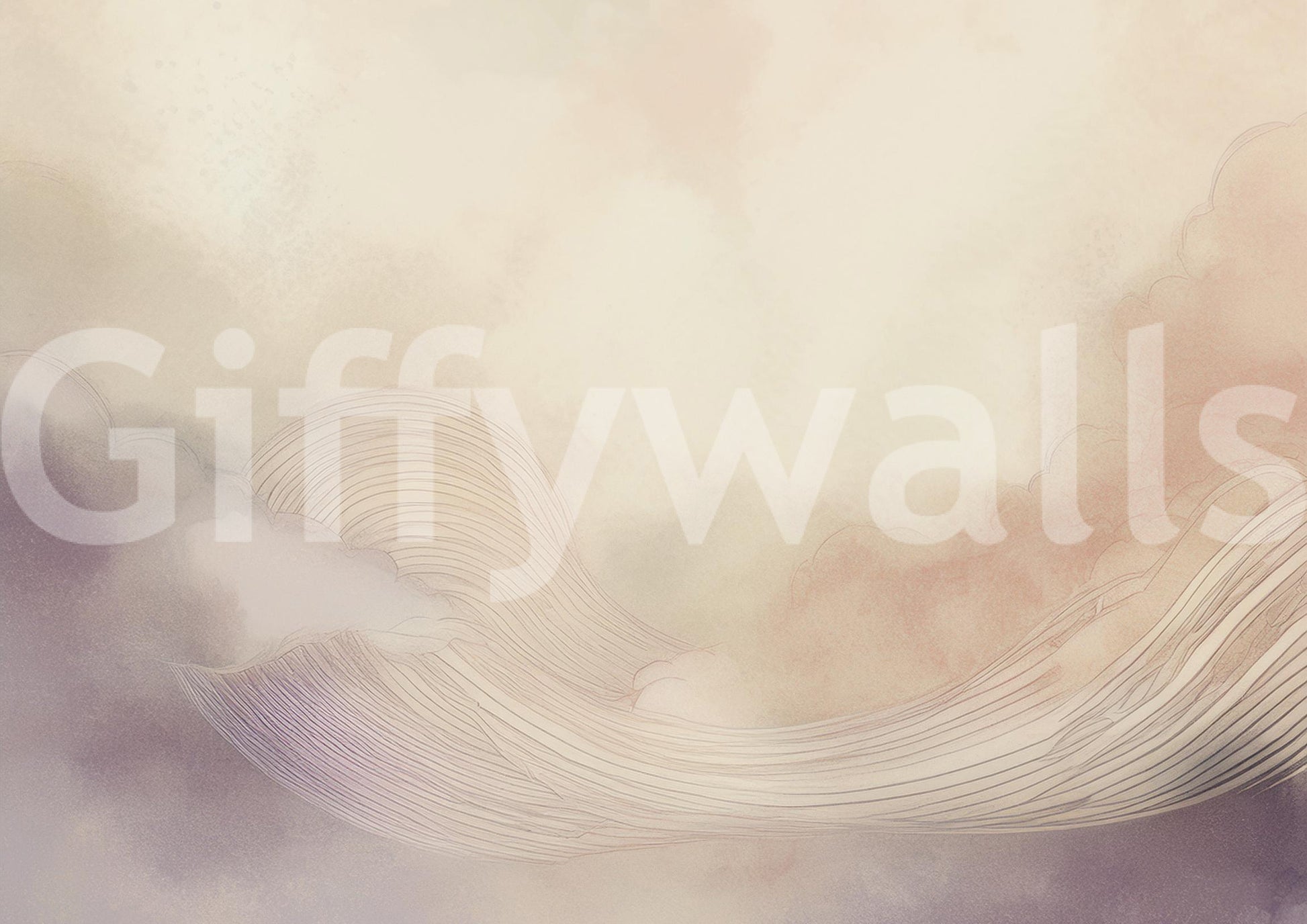 Soft gray and blue color tones on a high-quality cloud wall mural.