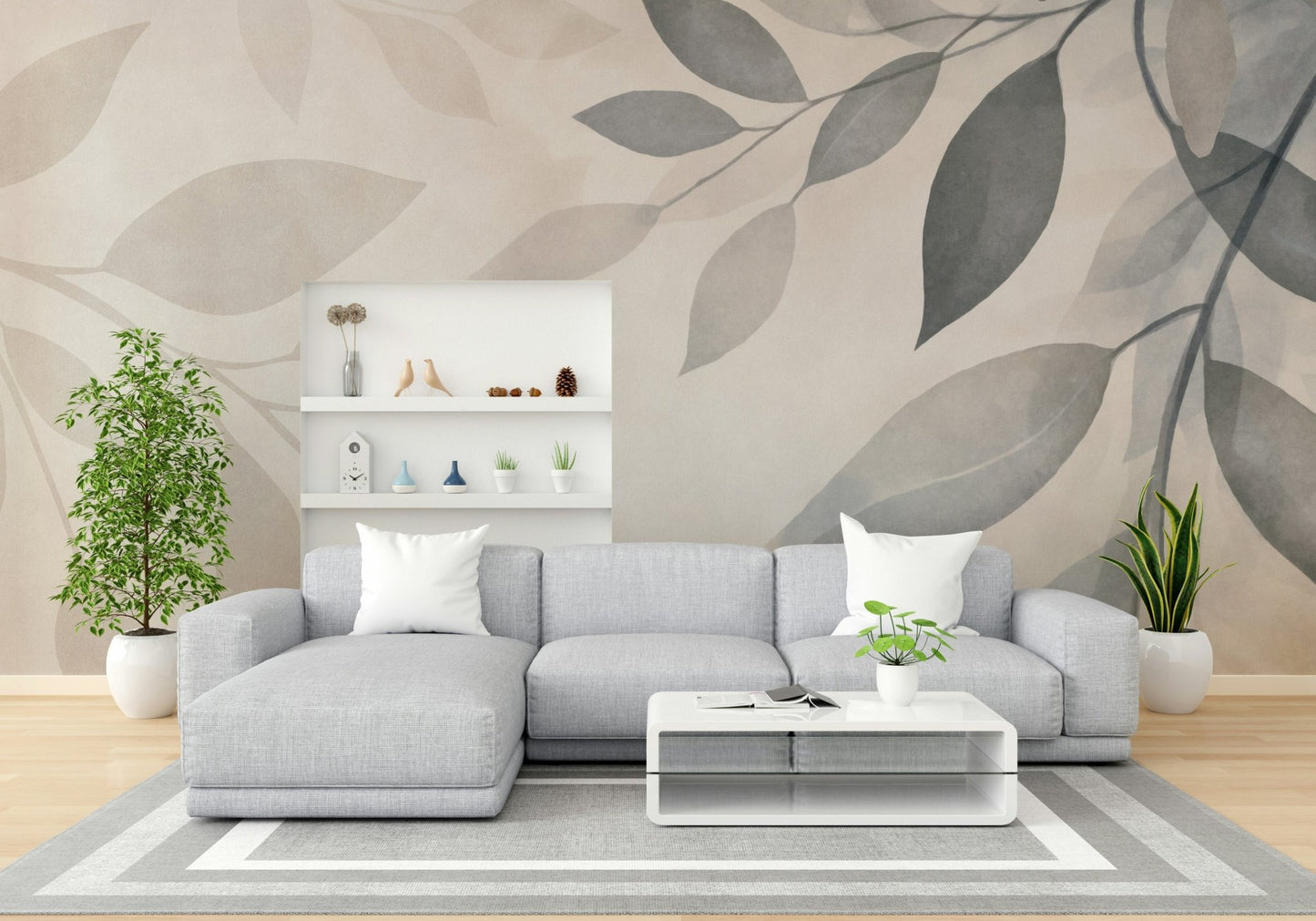 Natural pattern wall mural in muted tones

