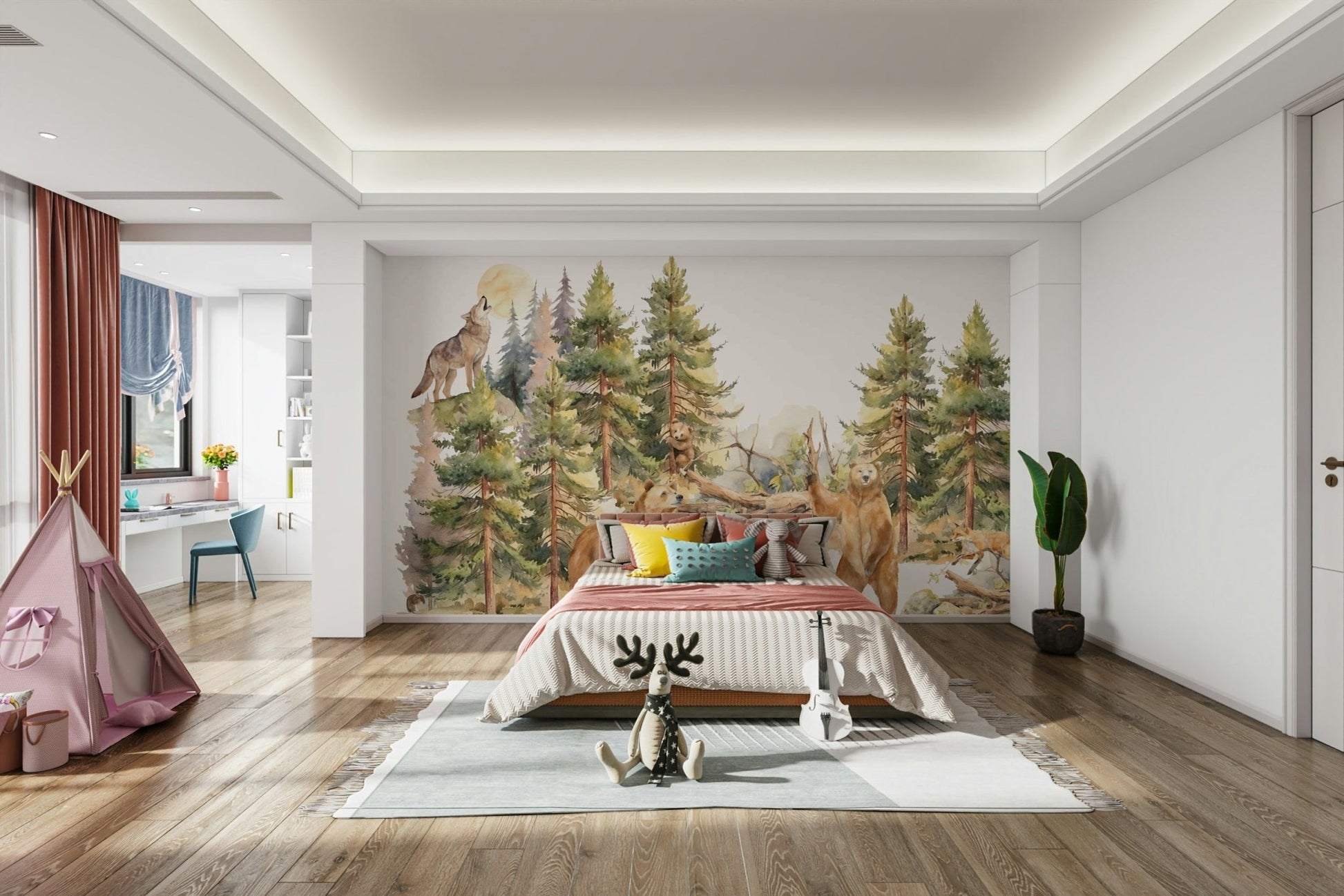 Full view of the mural on a wall.

