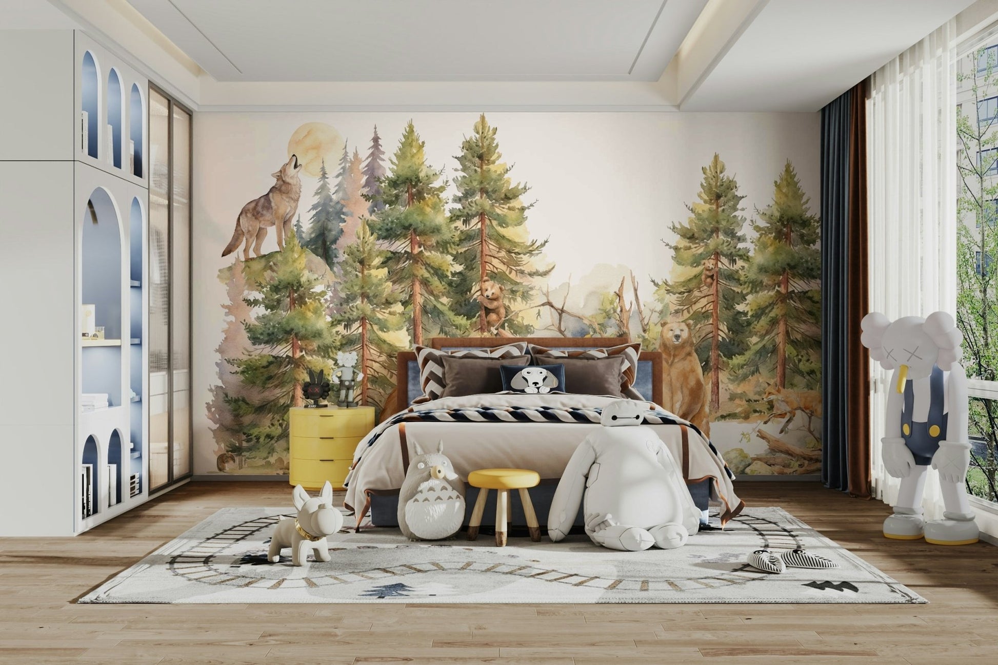 Gentle Woodland wallpaper for a bedroom.

