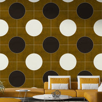 Modern geometric mural wallpaper in soft tones

