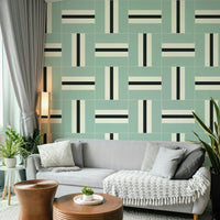 Contemporary geometric wall design with subtle tones

