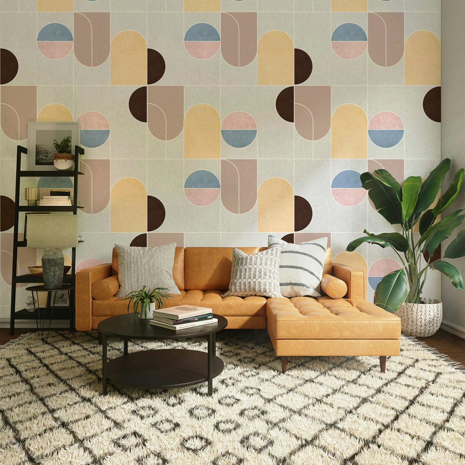 Bold repeating shapes wallpaper for walls in feature room


