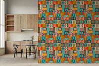 Geometric Retro Colors wall mural clever letter art radiant children's room idea bright.