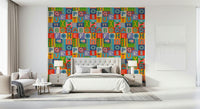 Lettering Rainbow Brights wallpaper vibrant educational pattern.