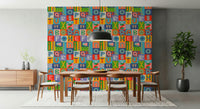 Retro Alphabet Graphic wall hanging primary colors playful design.