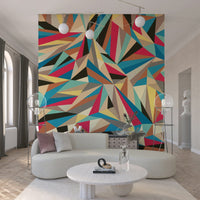 An artistic minimalist form mural for home decor.