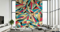 A beautiful abstract geometric wallpaper mural with sliced fragments pattern.
