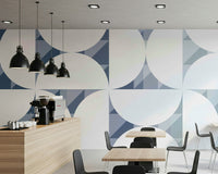 A calming modern pattern wallpaper mural that defines a space.
