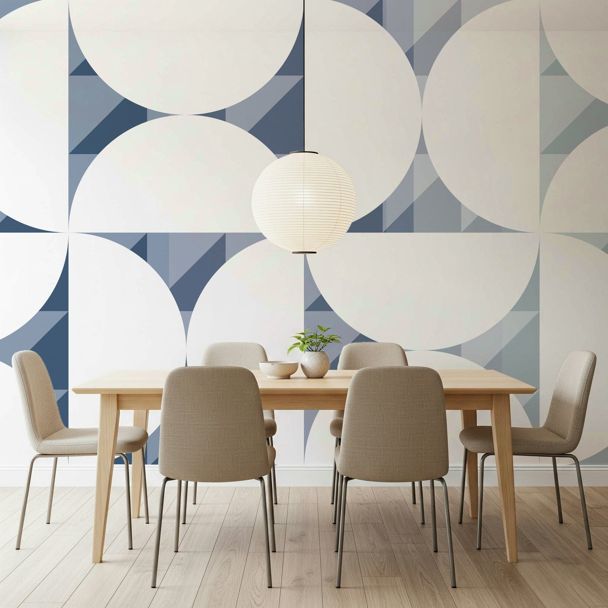 A beautiful modern art wall mural for a living room.