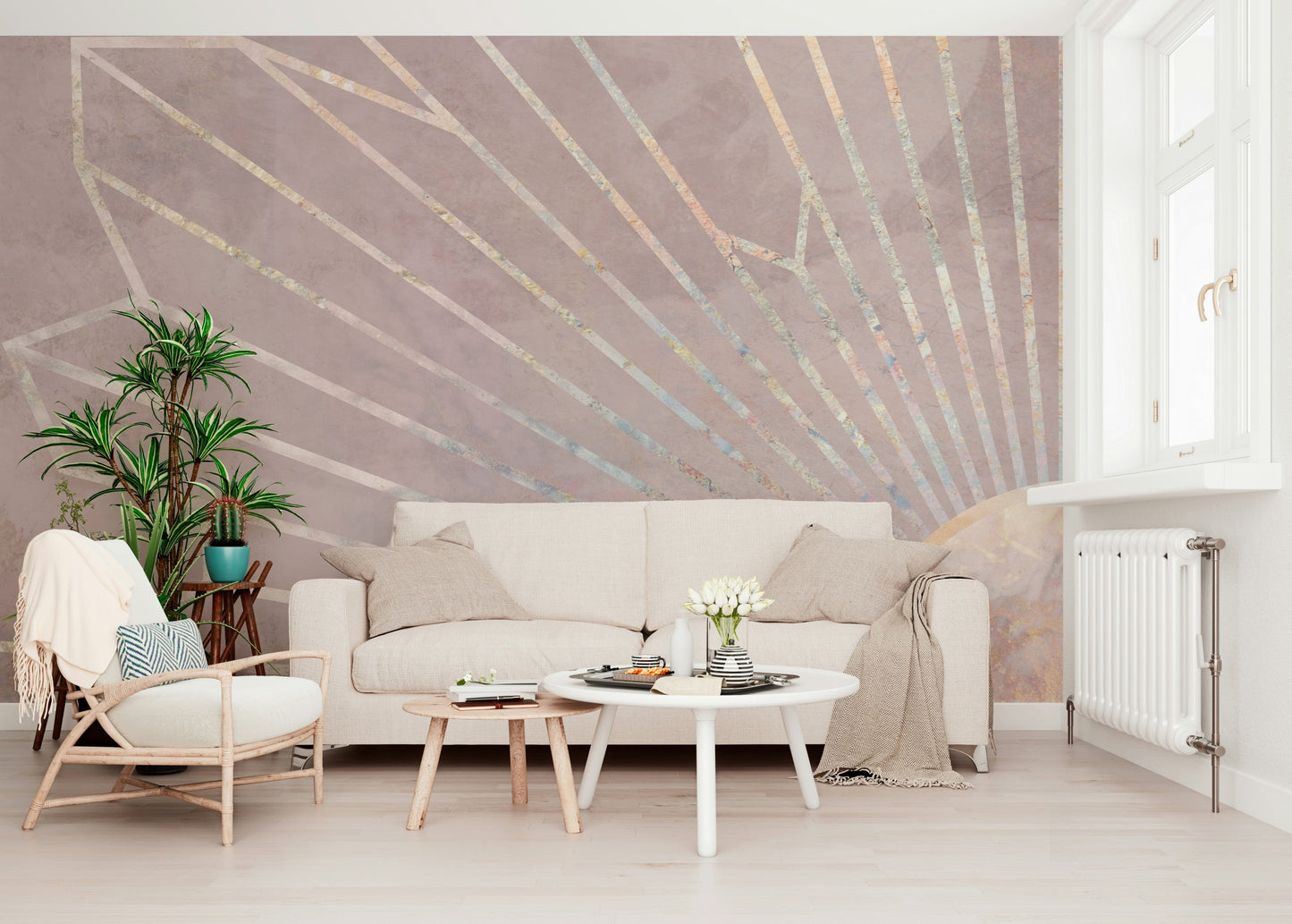 An artistic minimalist design mural for home decor.