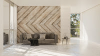 Chevron Stone Wood Pattern Wall Mural with a realistic matte texture finish.