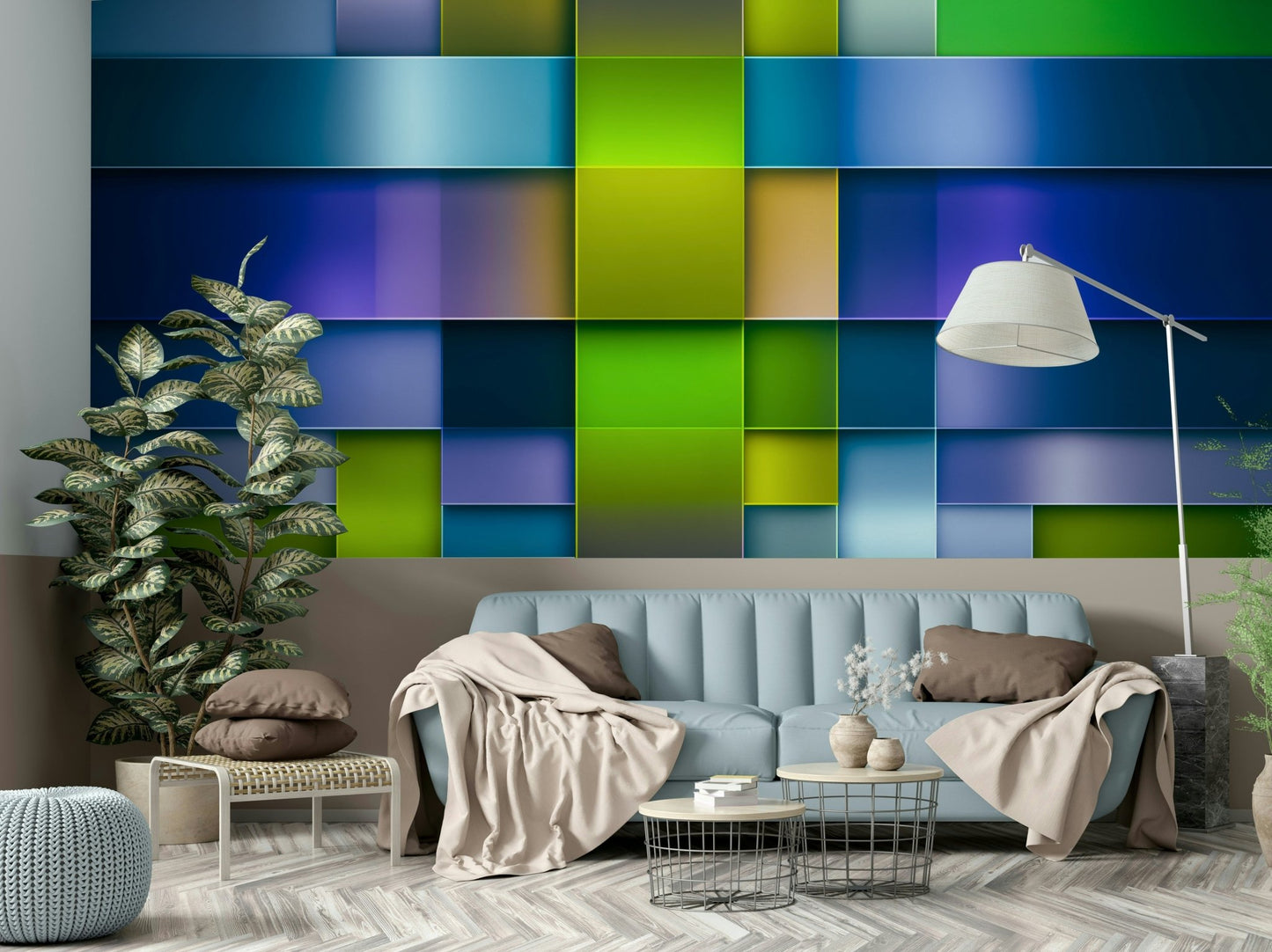 Gradient color blocks in bold tones
