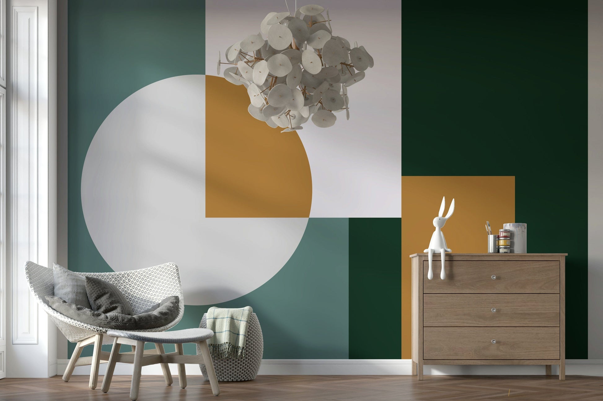 Elegant graphic print for walls. Unique shapes in balance. Harmony design.