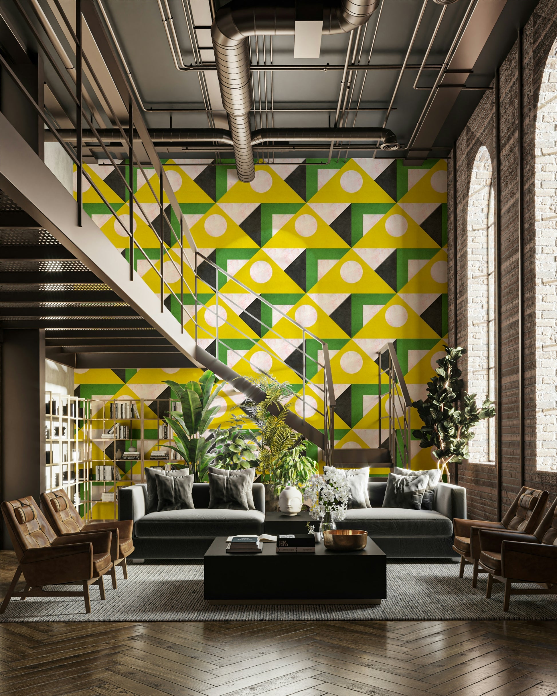 Vibrant pattern wallpaper in retro colors

