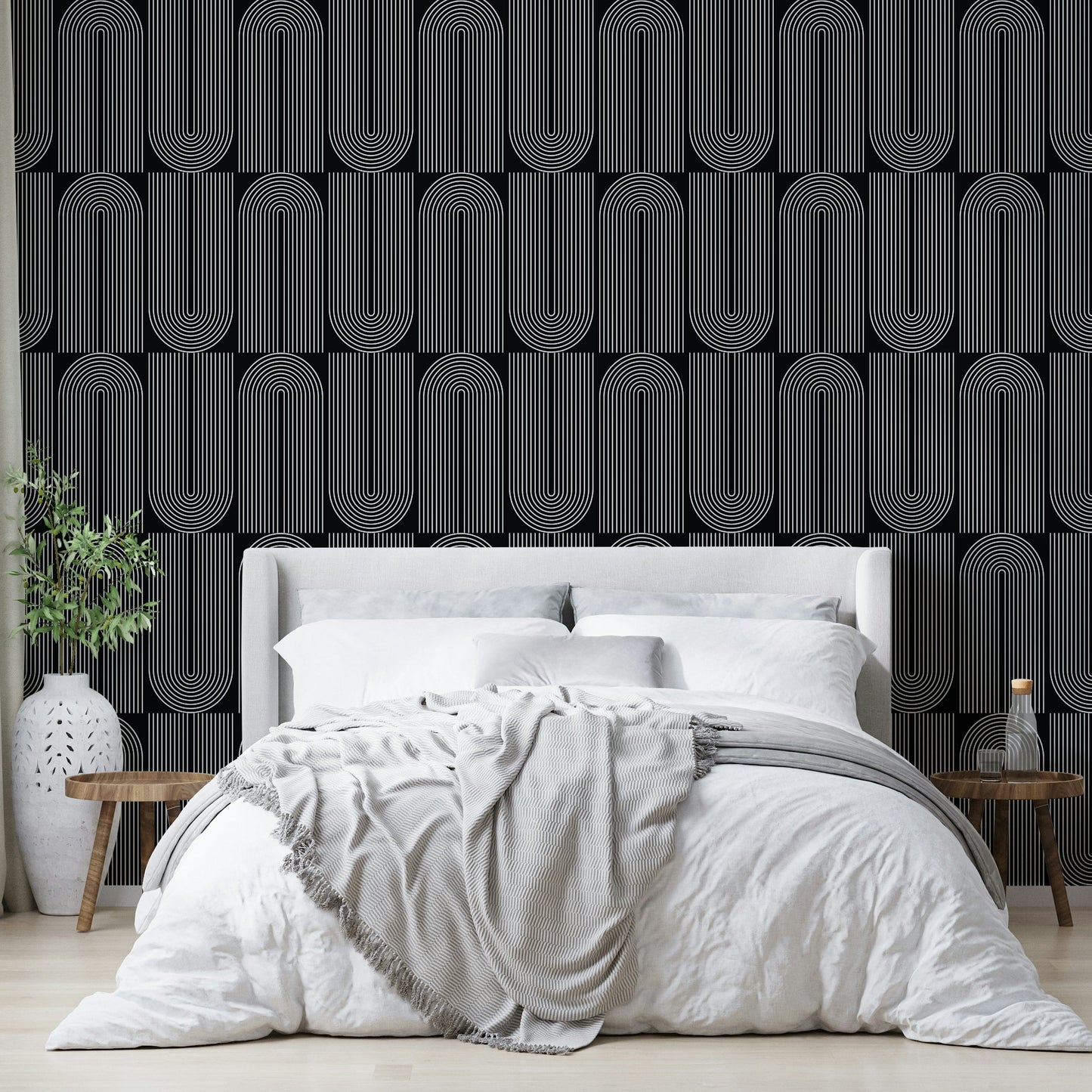High-quality image of the geometric outline wallpaper

