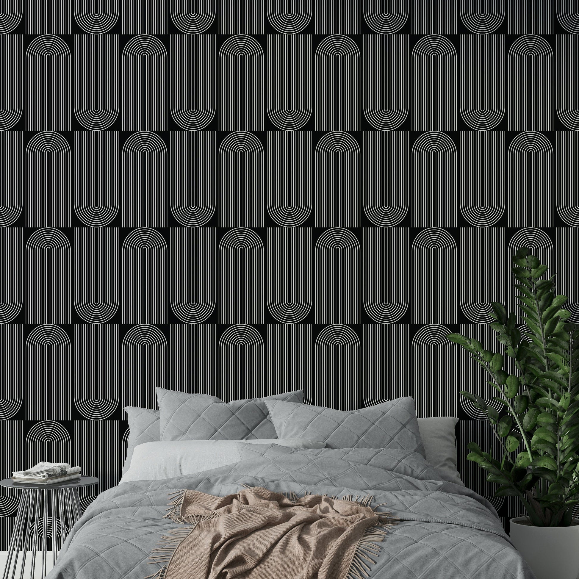 An interior with a sophisticated and striking accent wall

