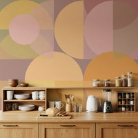 A modern Geometric Wallpaper mural featuring a harmonious blend of soft pastel shapes.