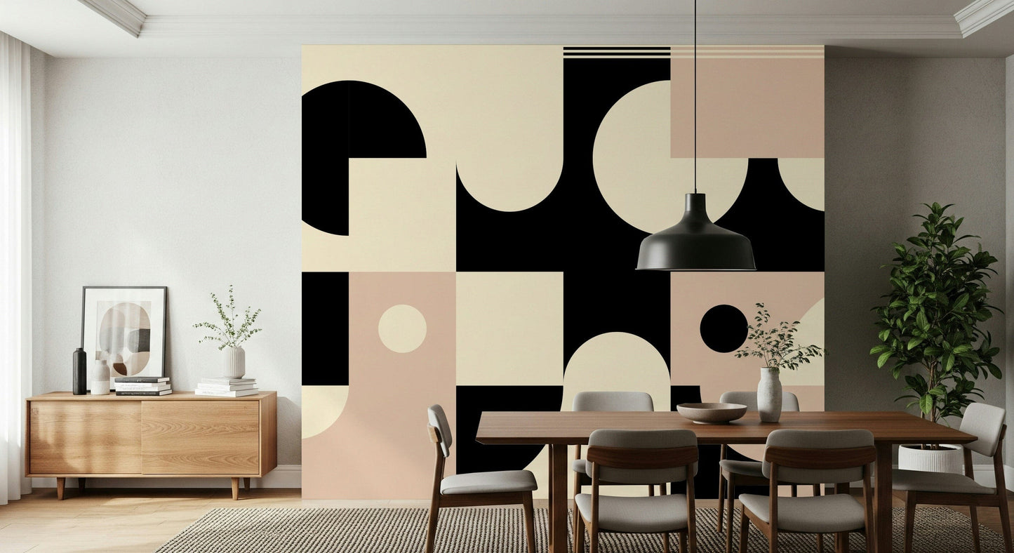 Pink Black - Bold Geometric Interplay Wall Mural