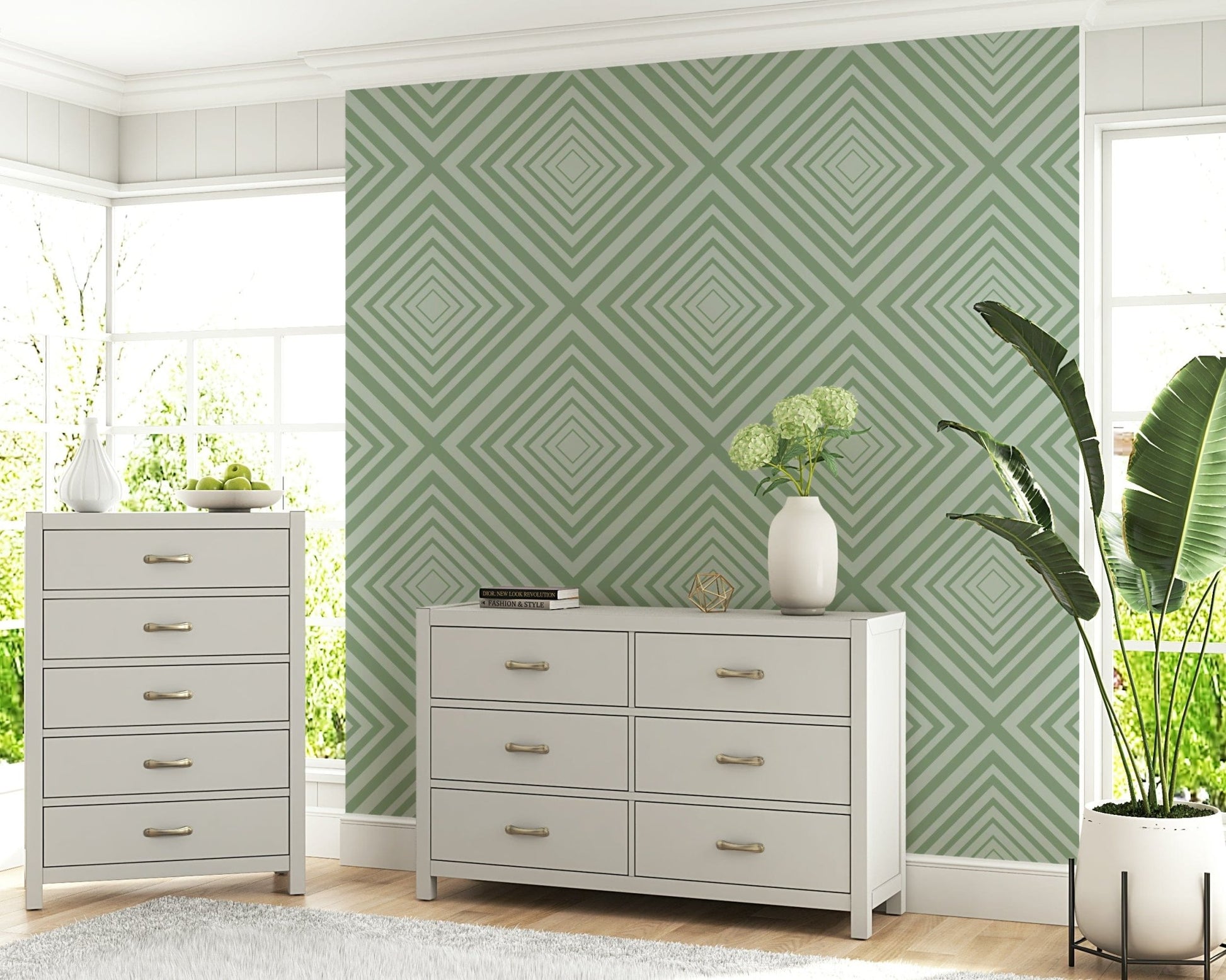Modern Geometric wallpaper unique intersecting v-shape lines wallpaper.