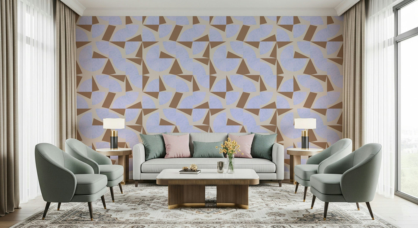 Geometric mocha shards Shapescape peel and stick wallpaper.