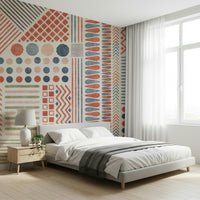 A graceful subtle curve wall mural in warm and cool tones.