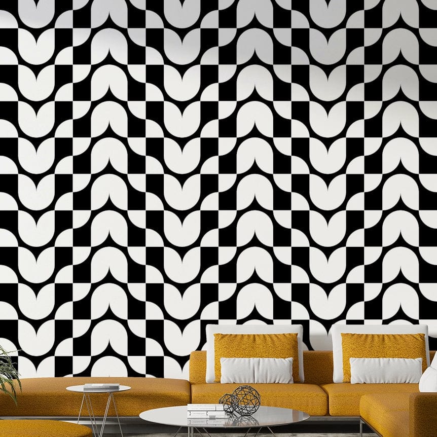 Wallpaper with a modern, artistic floral design

