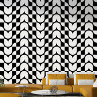 Wallpaper with a modern, artistic floral design

