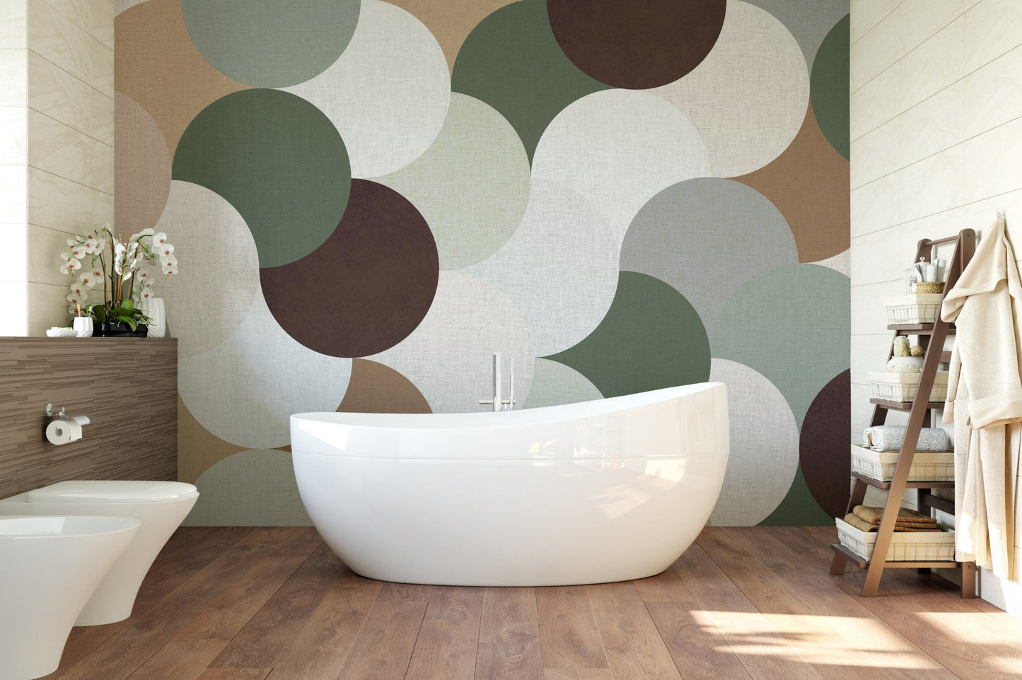 Line art geometric wallpaper in matte finish

