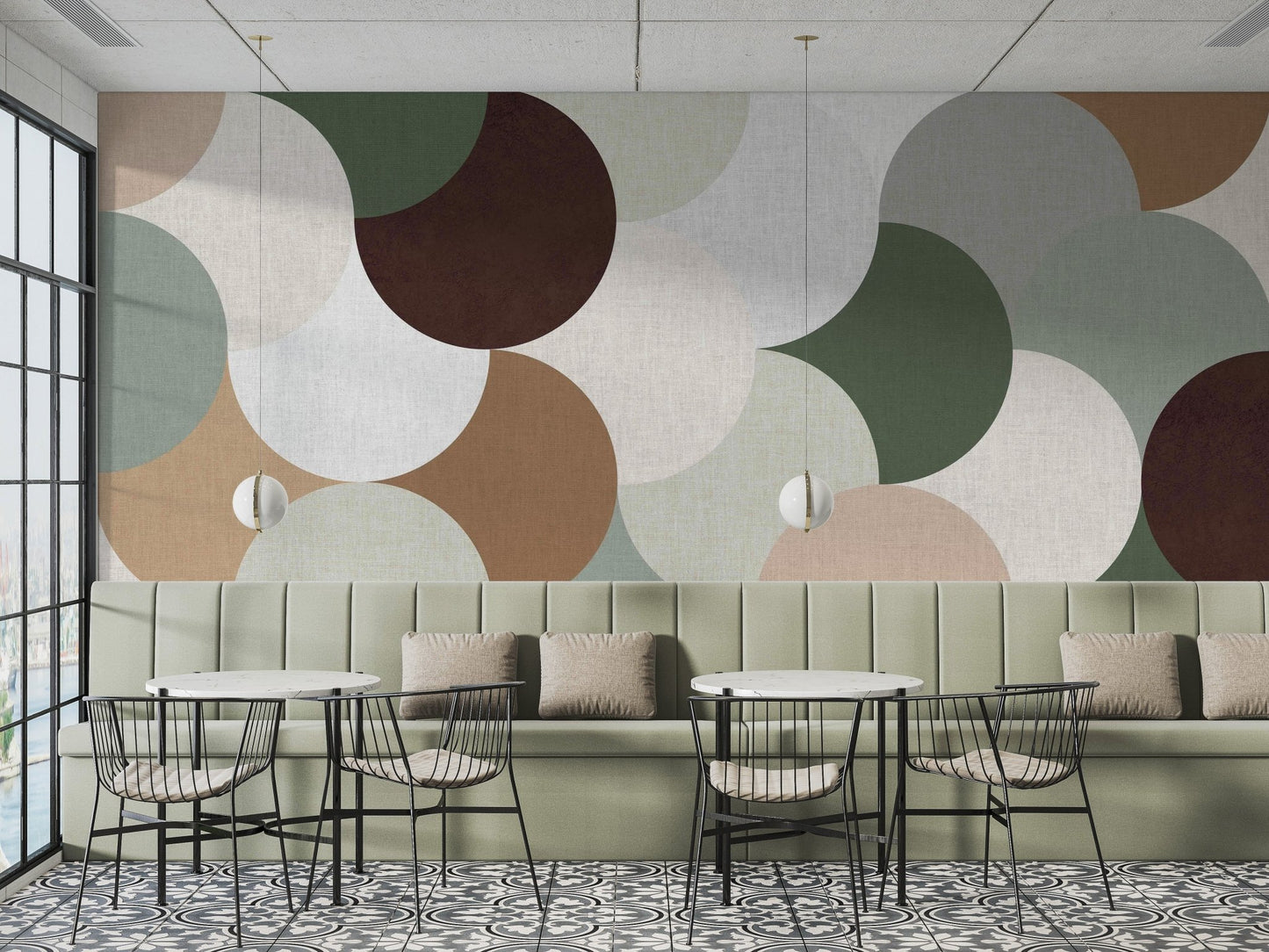 Geometric wallpaper with repeating hexagon pattern

