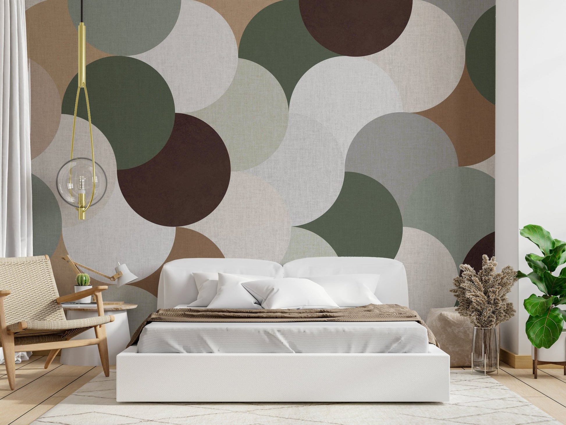 Triangle and square shapes on mural wallpaper

