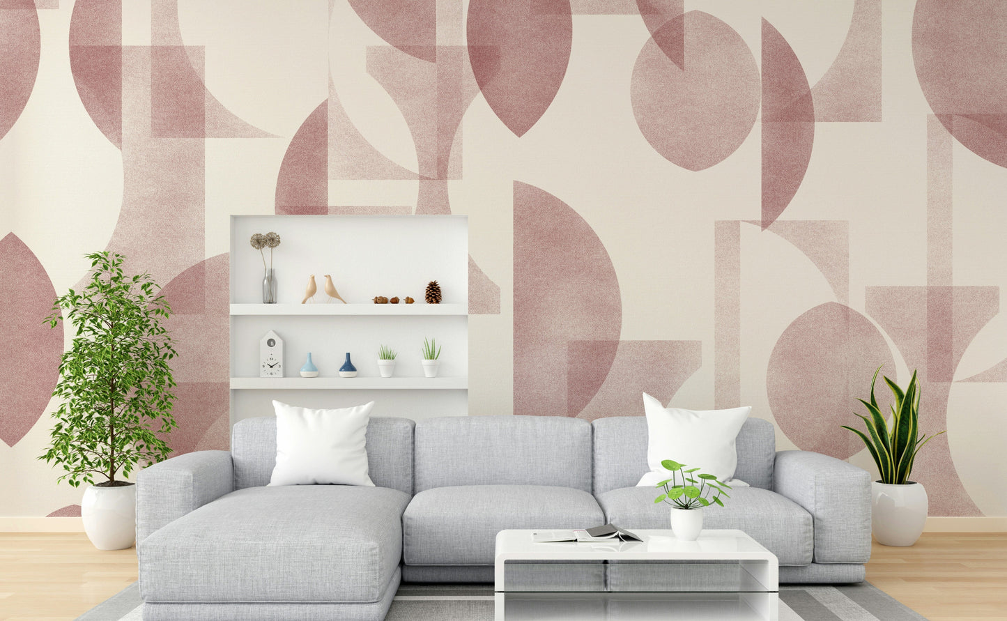 An angled shot of a wall with winery wallpaper

